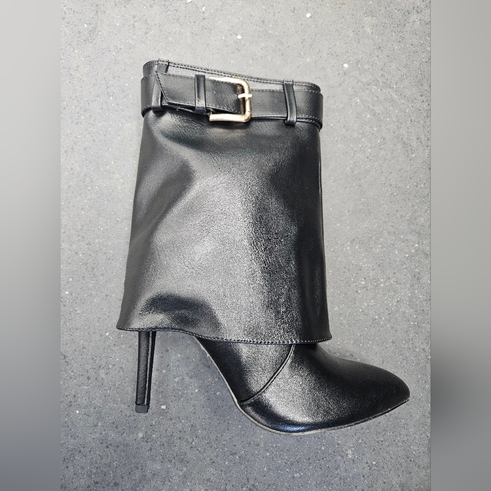 DREAM PAIRS Women’s Fold-Over Gaiter High Heel Boots - Pointed Toe Stiletto